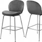 Paris Counter Stool 788 Set of 2 Grey Velvet Fabric by Meridian