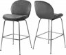 Paris Counter Stool 788 Set of 2 Grey Velvet Fabric by Meridian