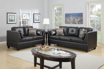 F6915 Sofa & Loveseat Set in Espresso Bonded Leather by Boss [PXS-F6915]