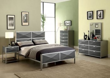 CM7163 Largo Youth Bedroom in Silver Tone & Dark Gray w/Options [FABS-CM7163 Largo]