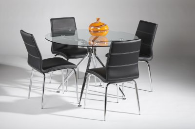 Glass Top & Metal Legs Modern Dining Table w/Optional Chairs