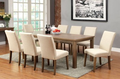 CM3554T Soreen 5Pc Dining Set in Light Oak w/Ivory Fabric Chairs