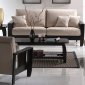 Cream Chenille Fabric Modern Sofa & Loveseat Set w/Espresso Base