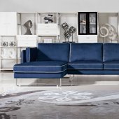 Anchusa Sectional Sofa 1464 in Blue Fabric by VIG w/Metal Legs