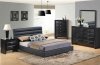 8284-Linda Black Bedroom by Global w/Upholstered Bed & Options