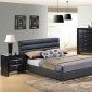 8284-Linda Black Bedroom by Global w/Upholstered Bed & Options