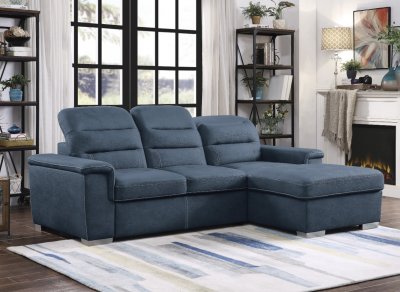 Alfio Sectional Sofa Sleeper Bed 9808BUE in Blue by Homelegance