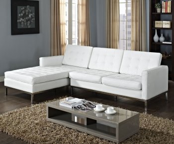 Loft Sectional Sofa in White Leather by Modway [MWSS-Loft White]