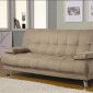 Tan Microfiber Modern Convertible Sofa Bed w/Metal Legs