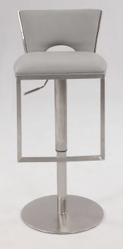 Grey Leatherette & Brushed Set of 2 Steel Base Barstools [CYBA-0516]