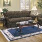 Traditional Pattern Fabric Living Room w/Satin Gold Piping