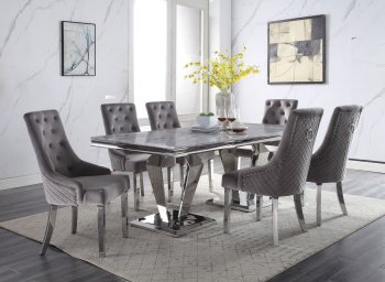 Satinka Dining Table 68265 Gray Faux Marble by Acme w/Options [AMDS-68265 Satinka]