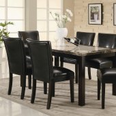 Black Finish & Rectangular Faux Marble Top Modern 7Pc Dining Set