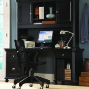 Black Finish Contemporary Desk w/Hutch & Storage Cabinets