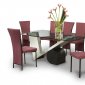 Glass Top & "V" Base Modern Dining Tabe w/Optional Chairs