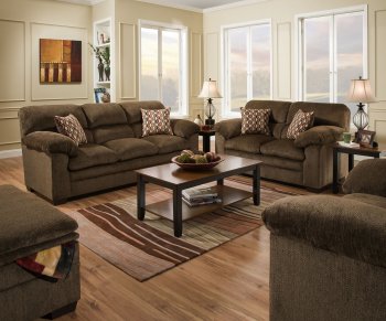 3683 Sofa & Loveseat Set in Chestnut Fabric by Simmons w/Options [MXS-3683]