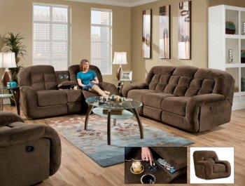 1808 Motion Sofa & Loveseat in Chocolate Fabric by Albany [ALS-1808 Chocolate]