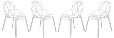 Dalton Set of 4 Indoor/Outdoor Chairs DC20W - White - LeisureMod