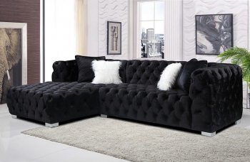 LCL-018 Sectional Sofa in Black Velvet [BDSS-LCL-018 Black]