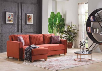 Pruva Valery Burgundy Sectional Sofa in Fabric by Bellona [IKSS-Pruva Valery Burgundy]