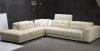 Beige Leather Modern Sectional Sofa w/Adjustable Headrests