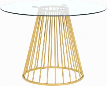 Gio Dining Table 751 w/ Clear Glass Top & Gold Metal Base [MRDS-751 Gio]