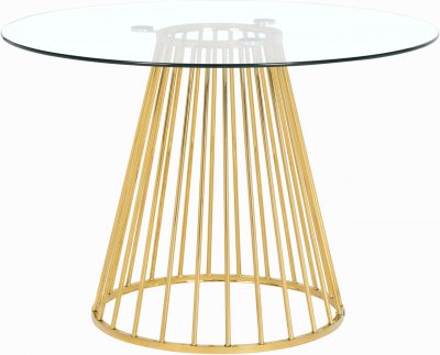 Gio Dining Table 751 w/ Clear Glass Top & Gold Metal Base