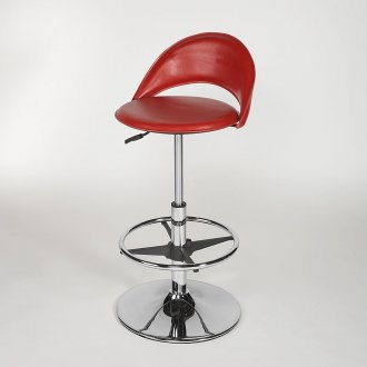 Red Plastic Seat Set of 2 Swivel Barstools w/Chrome Base
