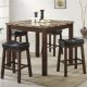 Brown Finish & Faux Marble Top Counter Height 5 Pc Dining Set