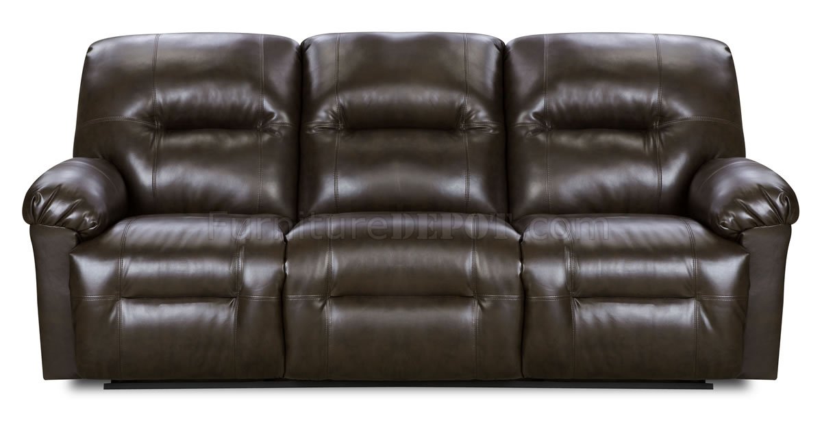 Brown Bonded Leather Modern Double Reclining Sofa And Loveseat Set