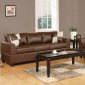 Walnut Bonded Leather 2Pc Contemporary Living Room Set