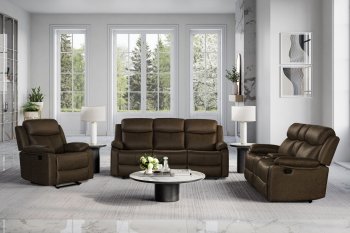 U6026 Motion Sofa & Loveseat Set in Dark Brown Fabric by Global [GFS-U6026 Dark Brown]