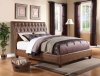 Pitney Upholstered Bed by Acme in Two Tone Brown Crocodile PU