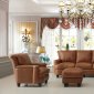 Leather Italia Hutton Sofa & Loveseat Set in Saddle Brown