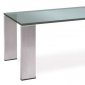 Clear Glass Top Modern Dining Table w/Brushed Steel Legs