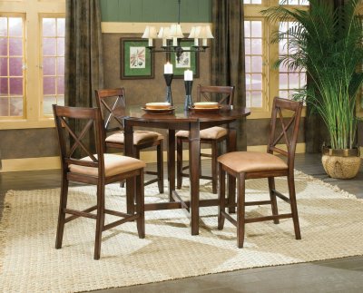 Dark Cherry Finish Contemporary Dinette w/Round Table