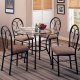 Clear Glass Top & Metal Base Modern 5Pc Round Top Dining Set