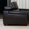 Black Full Italian Leather Modern Sofa w/Adjustable Headrests