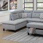 F6589 Sectional Sofa w/Ottoman in Grey Fabric by Poundex