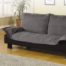 Grey Microfiber Modern Convertible Sofa Bed w/Black Base