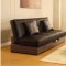 Modern Sleeper Sofa with Tufted Black Leather Upholstery