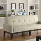 Cream Button Tufted Leather-Like Vinyl Modern Sofa Bed