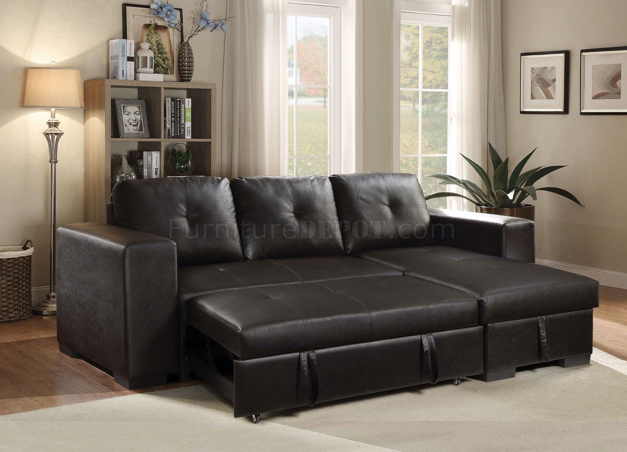 lloyd black pu sectional sofa bed