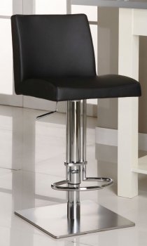 Black Seat & Brushed Steel Base Set of 2 Swivel Barstoools [CYBA-0814-Black]