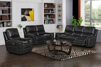 Tesla Power Motion Sofa & Loveseat Set MNY2799 in Black [MSS-Tesla-MNY2799 Black]