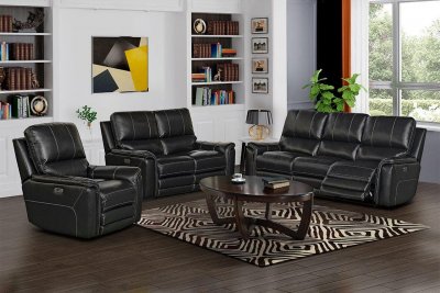 Tesla Power Motion Sofa & Loveseat Set MNY2799 in Black