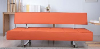 Orange Leatherette Modern Convertible Sofa Bed w/Chrome Legs [AHUSB-B42-Orange]