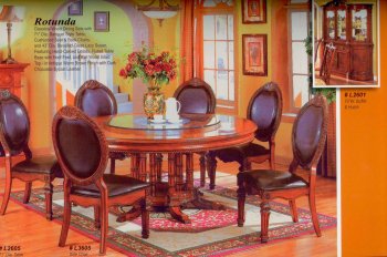 Warm Brown Finish Classic Formal Dining Table w/Optional Items [MADS-Rotunda]