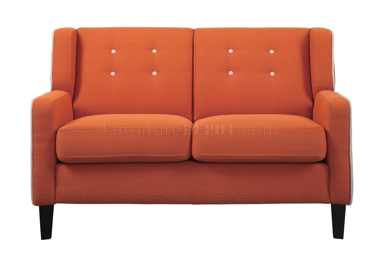 Roweena Sofa & Loveseat Set 1218RN In Orange Fabric -Homelegance