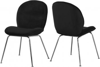 Paris Dining Chair 786 Set of 4 Black Velvet Fabric by Meridian [MRDC-786 Paris Black]